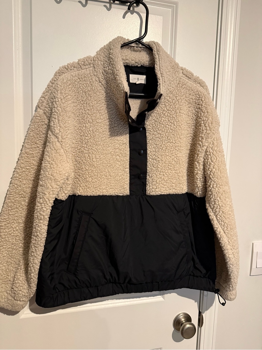 Lou & Grey Cream and Black Teddy Pullover Jacket